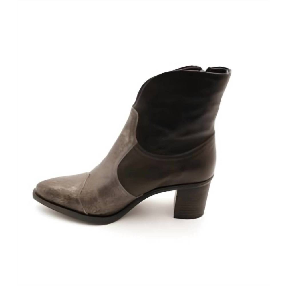 NEW CASTA twist combo heeled boots in black/pewter